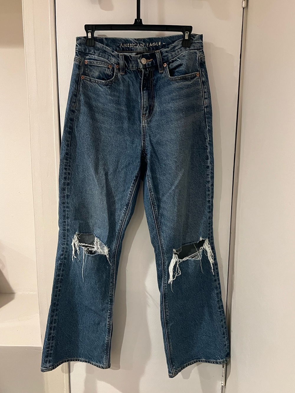 American Eagle Distressed High-Rise Straight Jeans